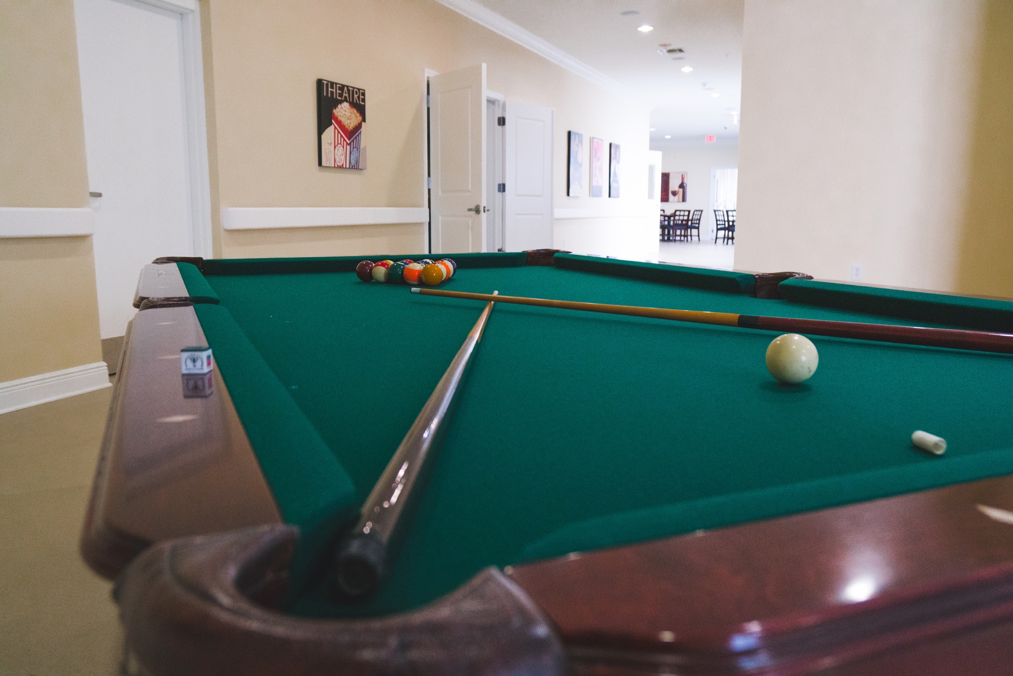 Angels Senior Living at Sarasota offers residents a pool table to indulge in a